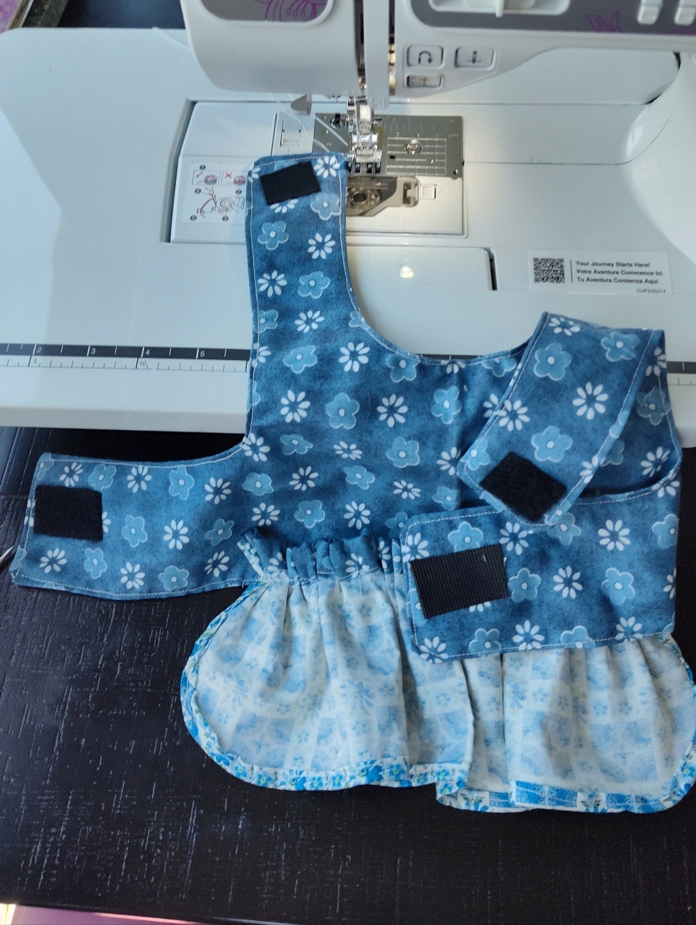 Blue Floral Ruffle Dog Dress with Bow - Picture 3 of 7